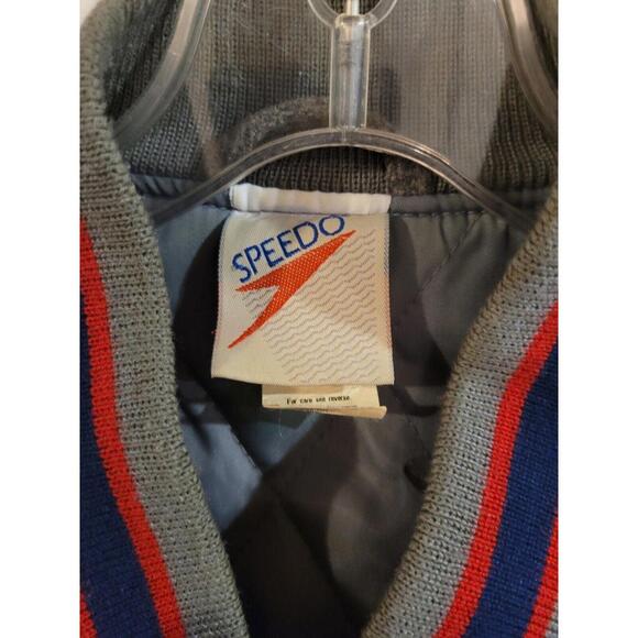 Vtg 90s Speedo Varsity Bomber Letterman Wool Jacket Stars Stripes USA America M - Picture 5 of 6